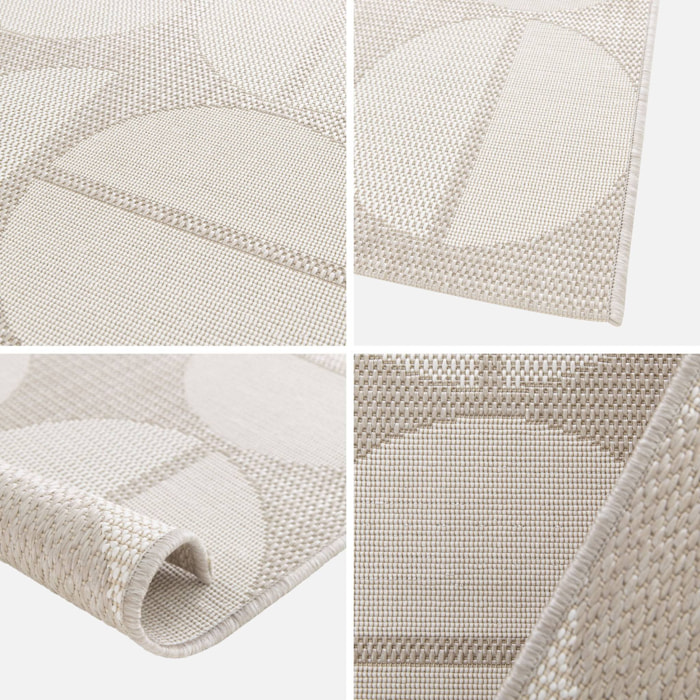 Tapis intérieur/extérieur motifs géométriques beige polyester recyclé Megan 120x170cm
