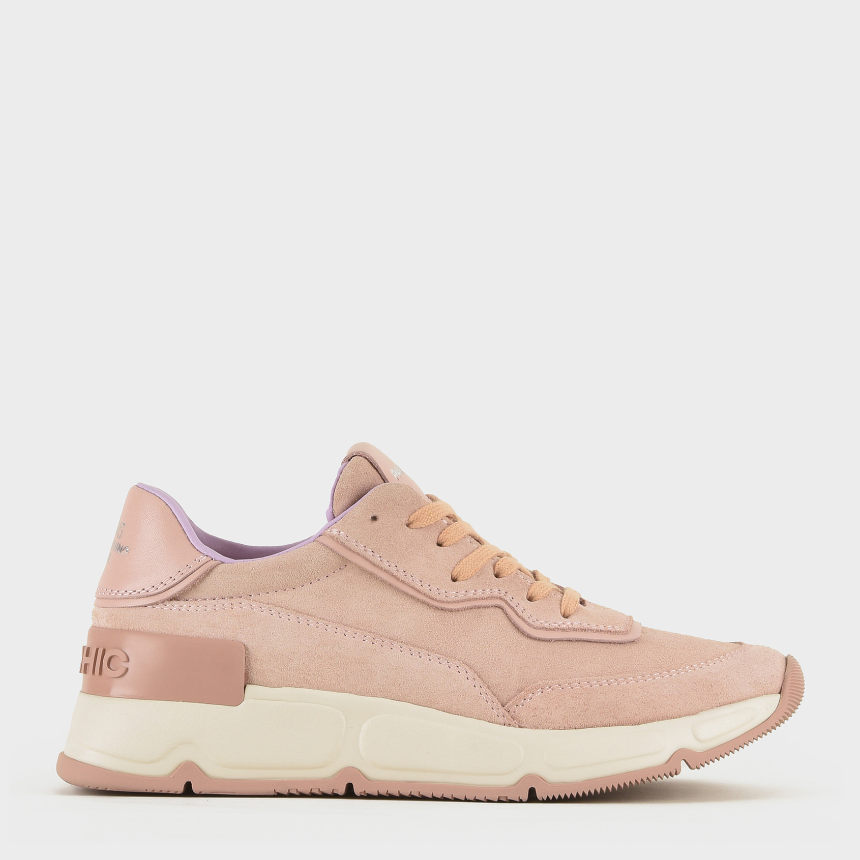 SNEAKER MUJER P06 DE ANTE Y PIEL ROSA POLVO