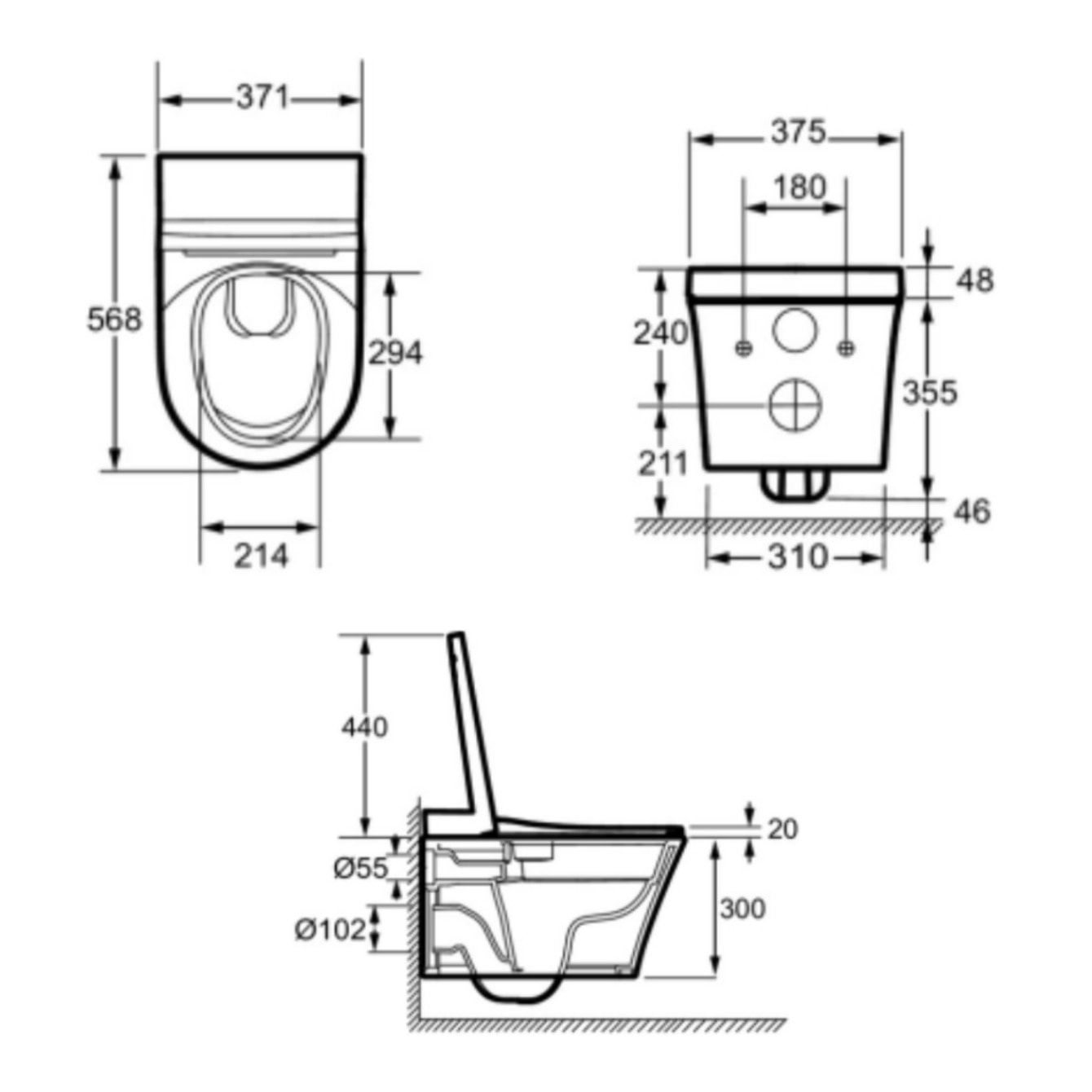 Pack WC lavant sans bride Seine avec télécommande + bâti support