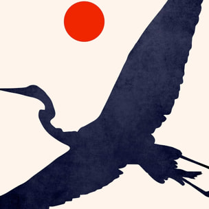 Affiche paysage Grue au soleil levant Affiche sous cadre bois