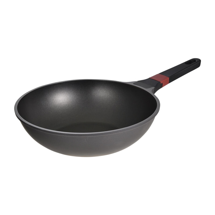 Wok ø28x8 cm en aluminio fundido en color negro apta para inducción y antiadherente expert san ignacio