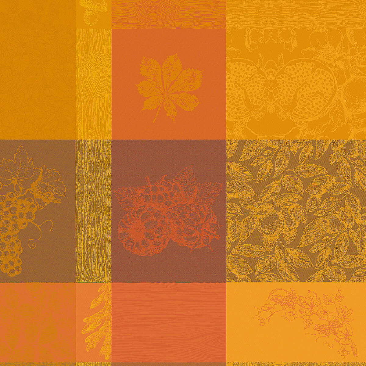 Serviette pur coton motif jacquard orange Mille bois d'automne potiron