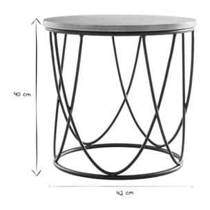 Table d'appoint ronde bois clair chêne et métal noir LACE