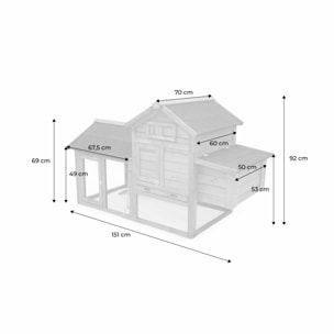 Poulailler en bois GALINETTE. 3 poules. cage à poule avec enclos