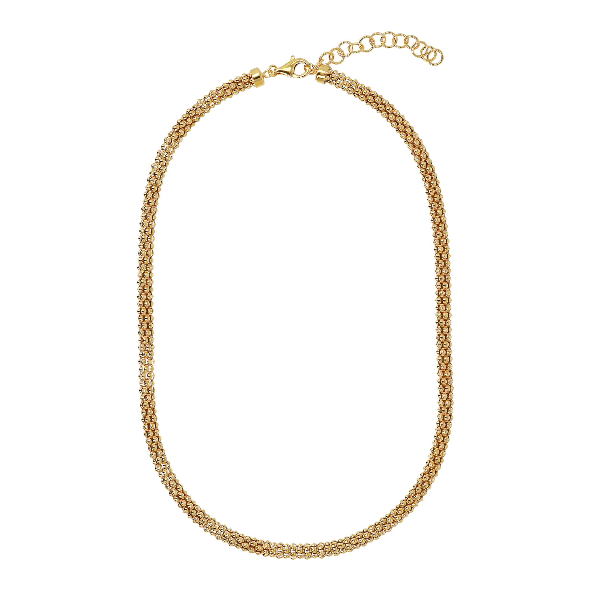 Collana Girocollo in Argento 925 placcato Oro Giallo 18Kt con Catena Coreana