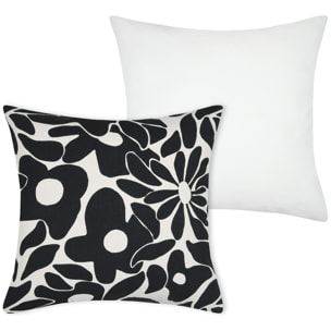 Housse de coussin imprimée graphique en coton - Noir
