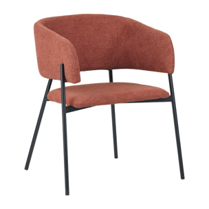 Set Da 4, Poltrona Brigitte Tessuto Ruggine Gambe Nere per soggiorno, cucina e arredo bar