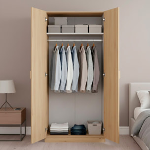 Armadio Guardaroba A 2 Ante Con Asta Appendiabiti E Ripiano Interno Mobile Armadio Salvaspazio Design Moderno Minimal 81 x 52 x 180 Cm Rovere Chiaro