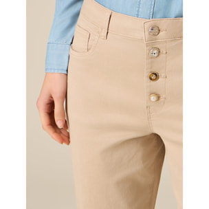 Oltre - Pantalones boyslim mezcla lyocell - Beige