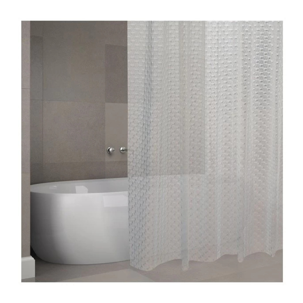 Rideau de douche EVA CORK 180x200cm QUALITà PREMIUM Transparent  - Anneaux inclus MSV