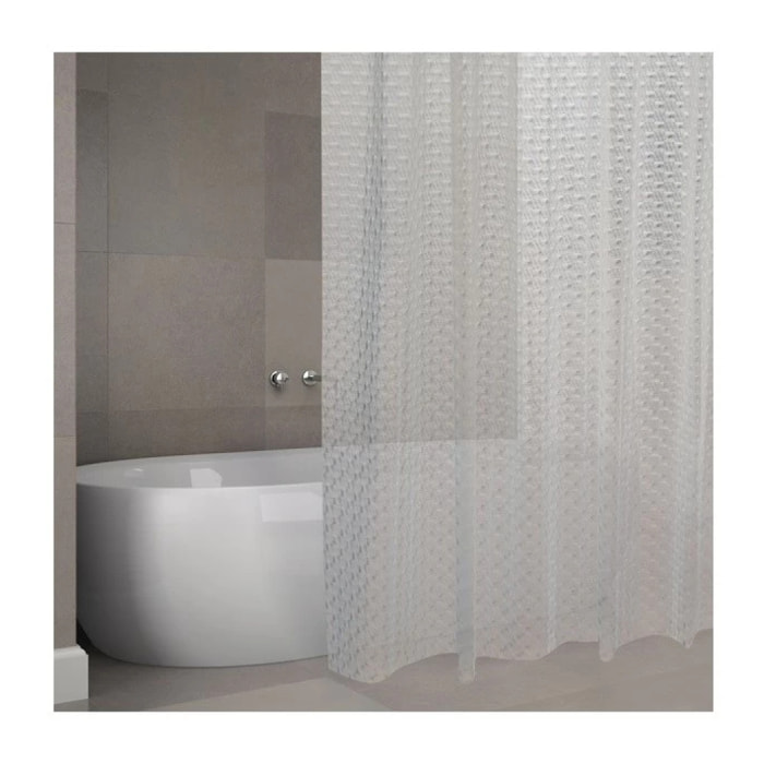 Rideau de douche EVA CORK 180x200cm QUALITà PREMIUM Transparent  - Anneaux inclus MSV
