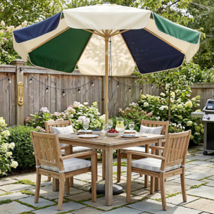 Parasol de jardin UPF30+ style rétro effet bois dia. 226 cm