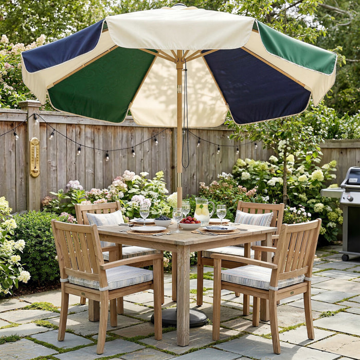 Parasol de jardin UPF30+ style rétro effet bois dia. 226 cm