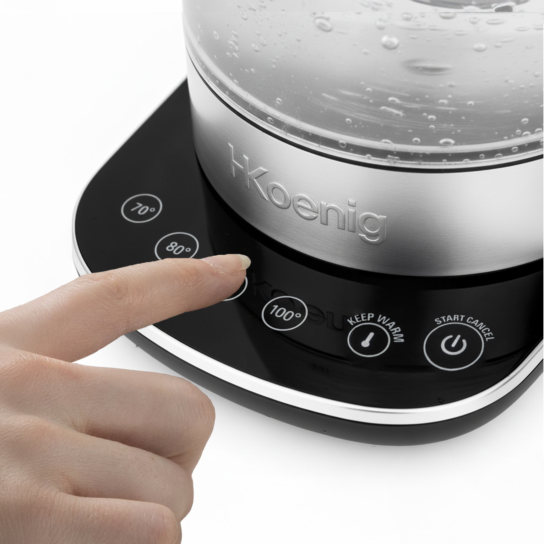 Hervidor eléctrico de vidrio, 1,5 L, regulable 70–100 °C, base giratoria 360°