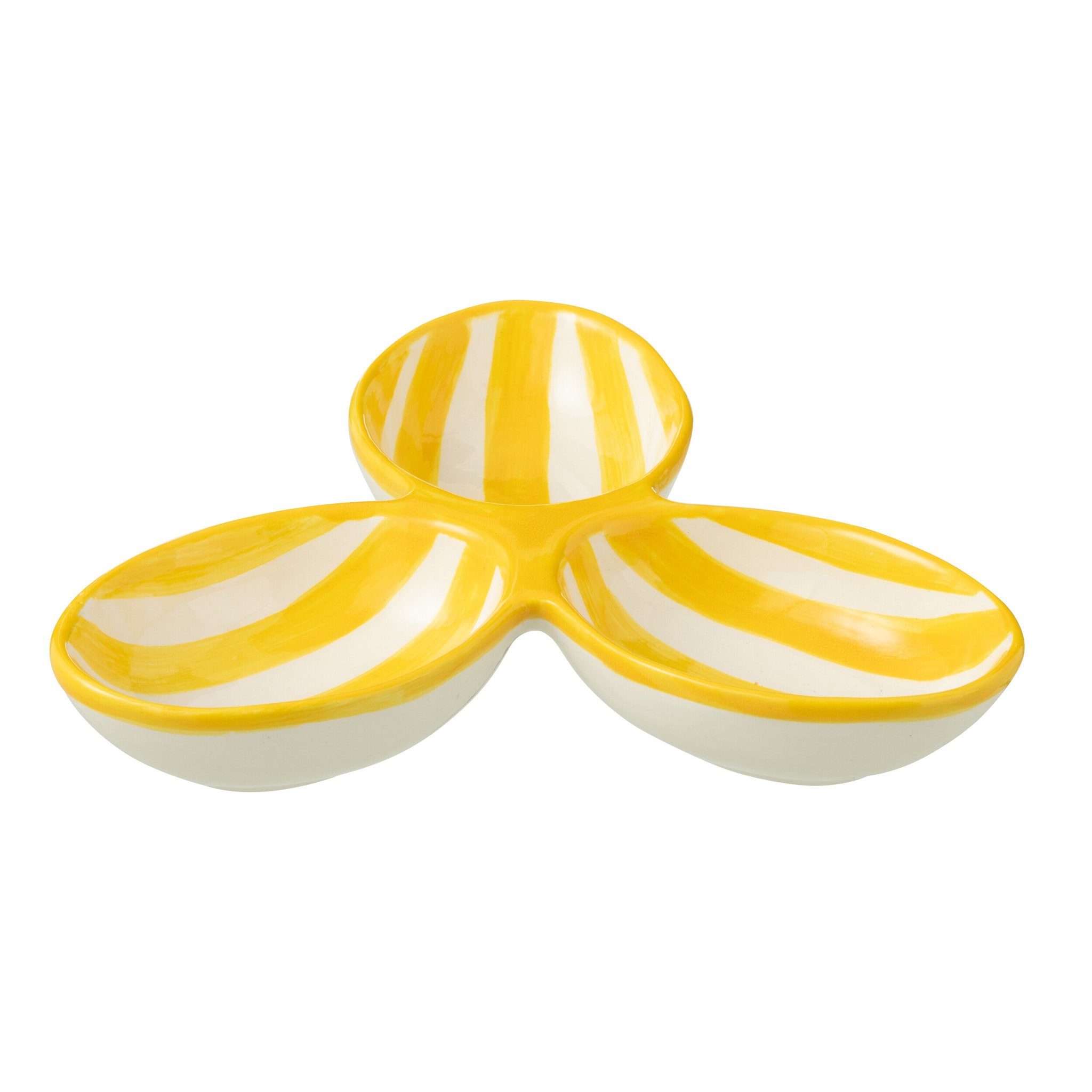 J-Line plat à tapas Granada Stripes Clover - céramique - blanc/jaune