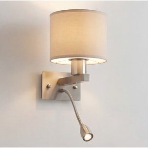 LEDS C4 Aplique LED Torino E27 60W en níquel satinado, compatible con pantalla no incluida