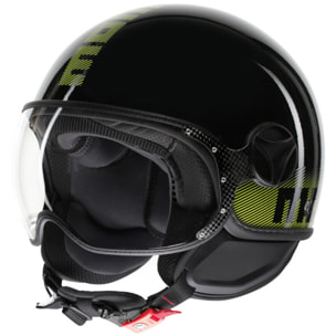 CASCO MOMO FGTR CLASSIC STRIPES MATT BLACK/YELLOW FLUO