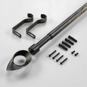 Tringle extensible en kit patiné or - Noir