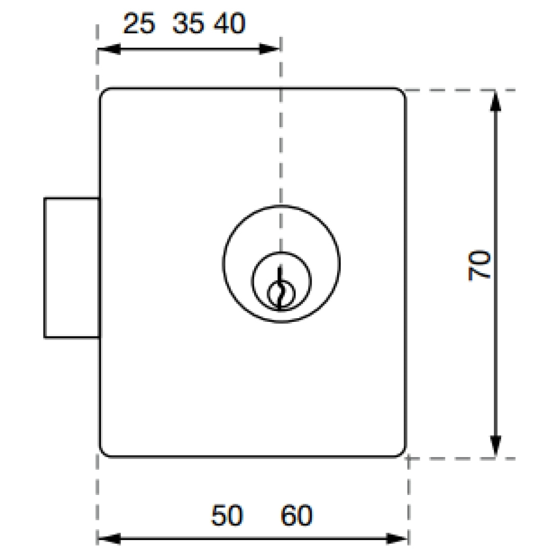 Serrure 5303 axe 25 mm VACHETTE - Droite - 11710000