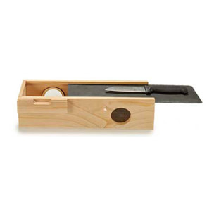 Caja madera fiambres pizarra y cuchillo colección kinvara