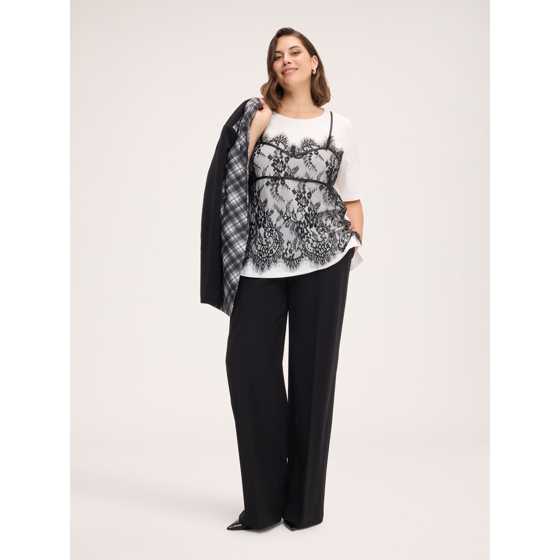 Fiorella Rubino - T-shirt con top in pizzo - Bianco