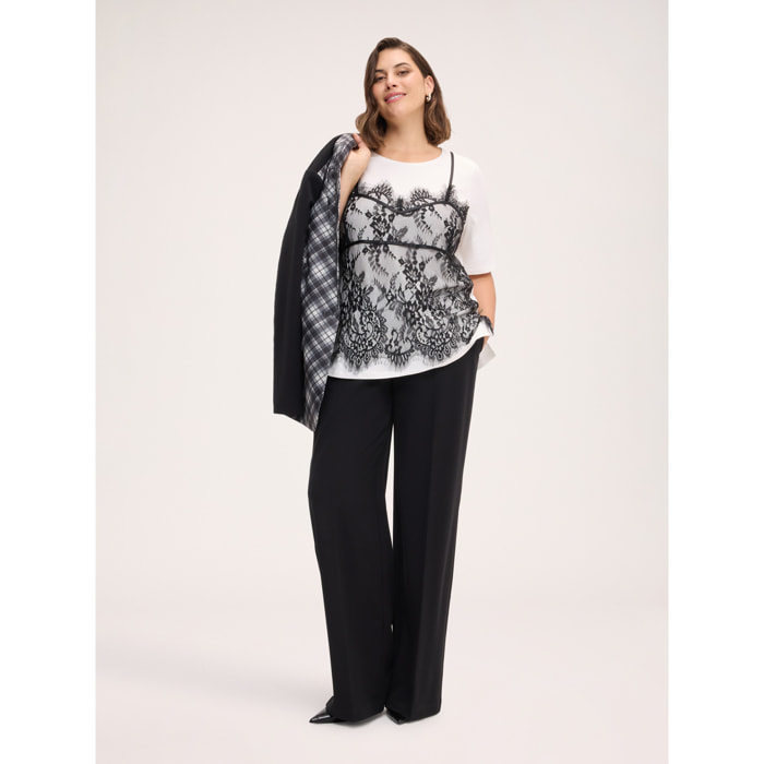 Fiorella Rubino - T-shirt con top in pizzo - Bianco