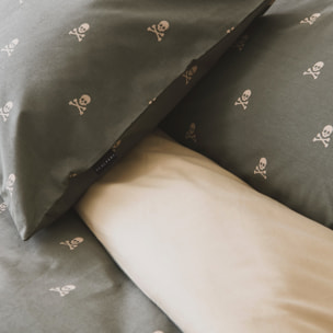 Set cama (funda nórdica 250x230cm + 2 fundas almohada 50x85cm) 100% algodón 144tc beige & khakhi calaveras scalpers home