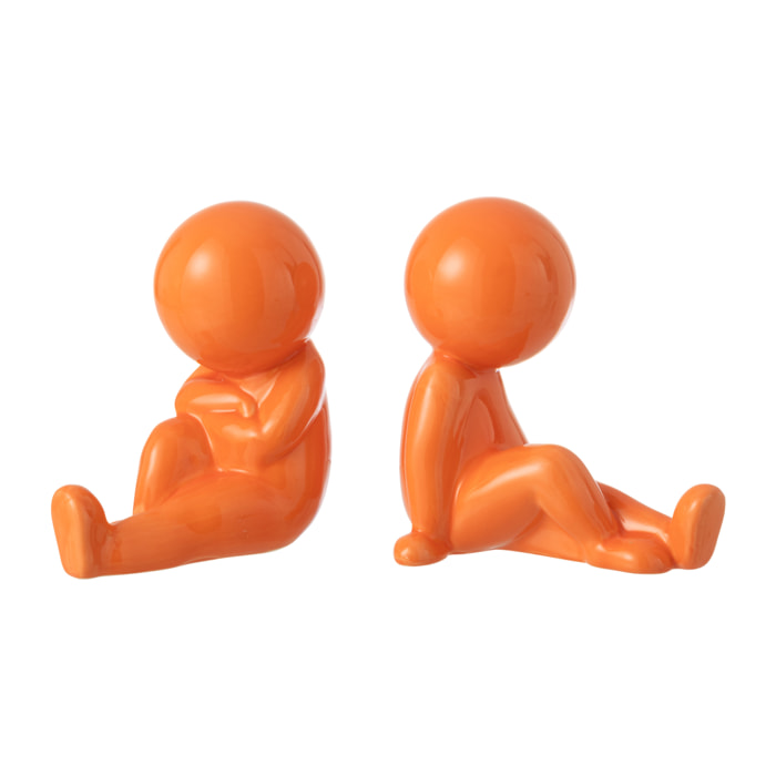 J-Line Serre-livres Marcel - grès- orange foncé - set de 2