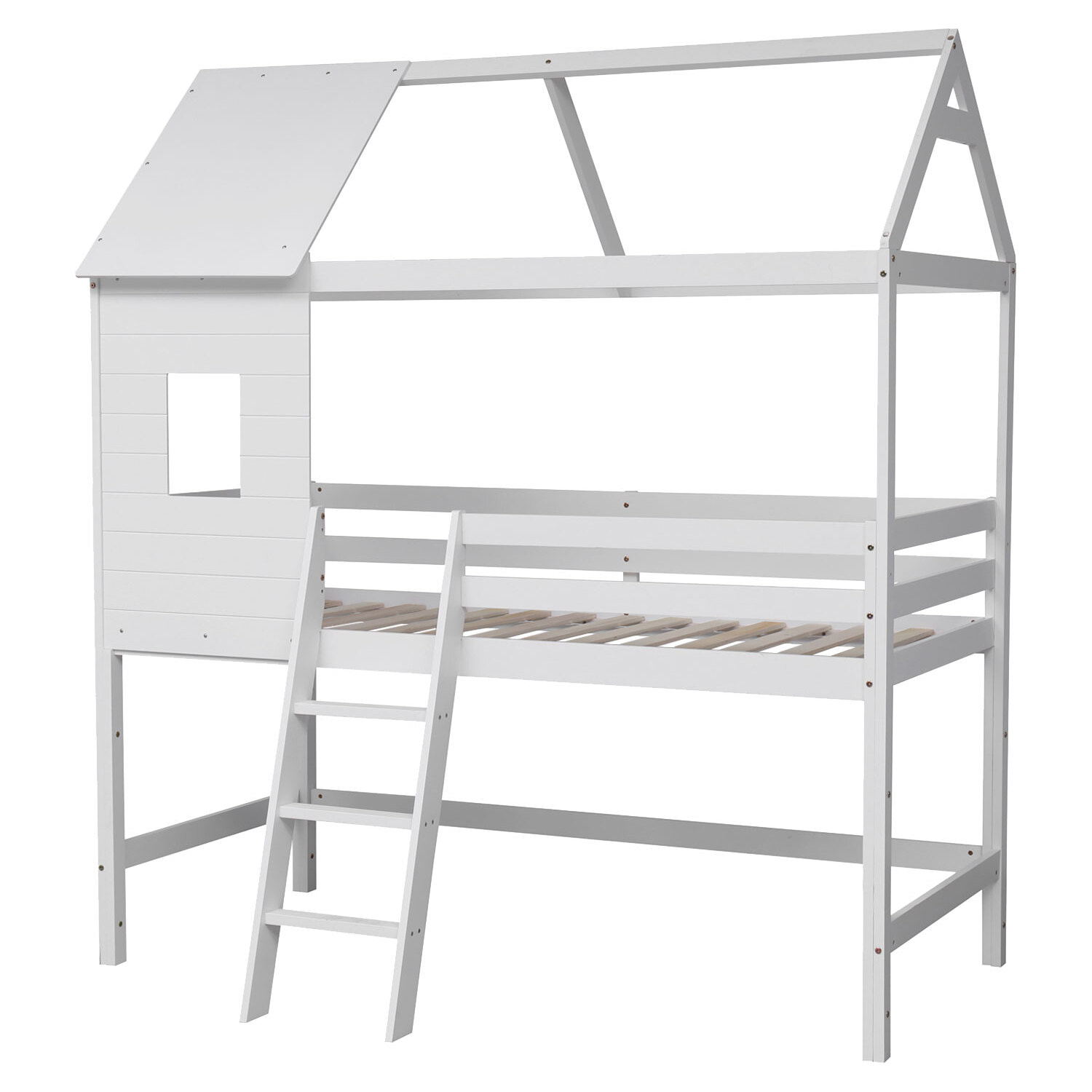 Lit cabane mezzanine pour enfant 190x90cm blanc MARGOT