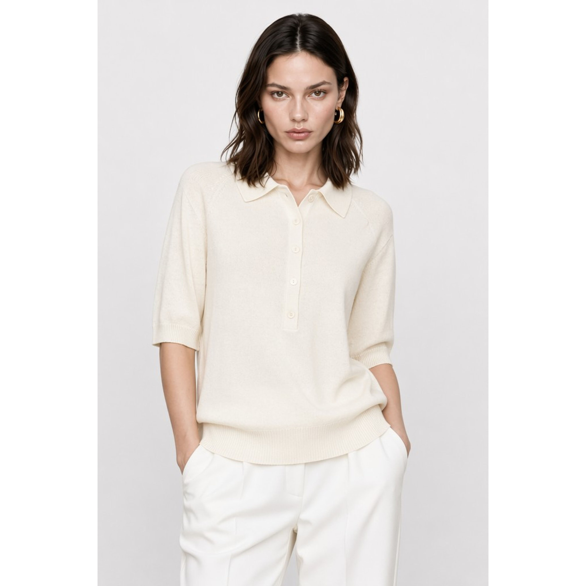 Kocca - Maglia da donna in lana con colletto a polo e bottoni Donna