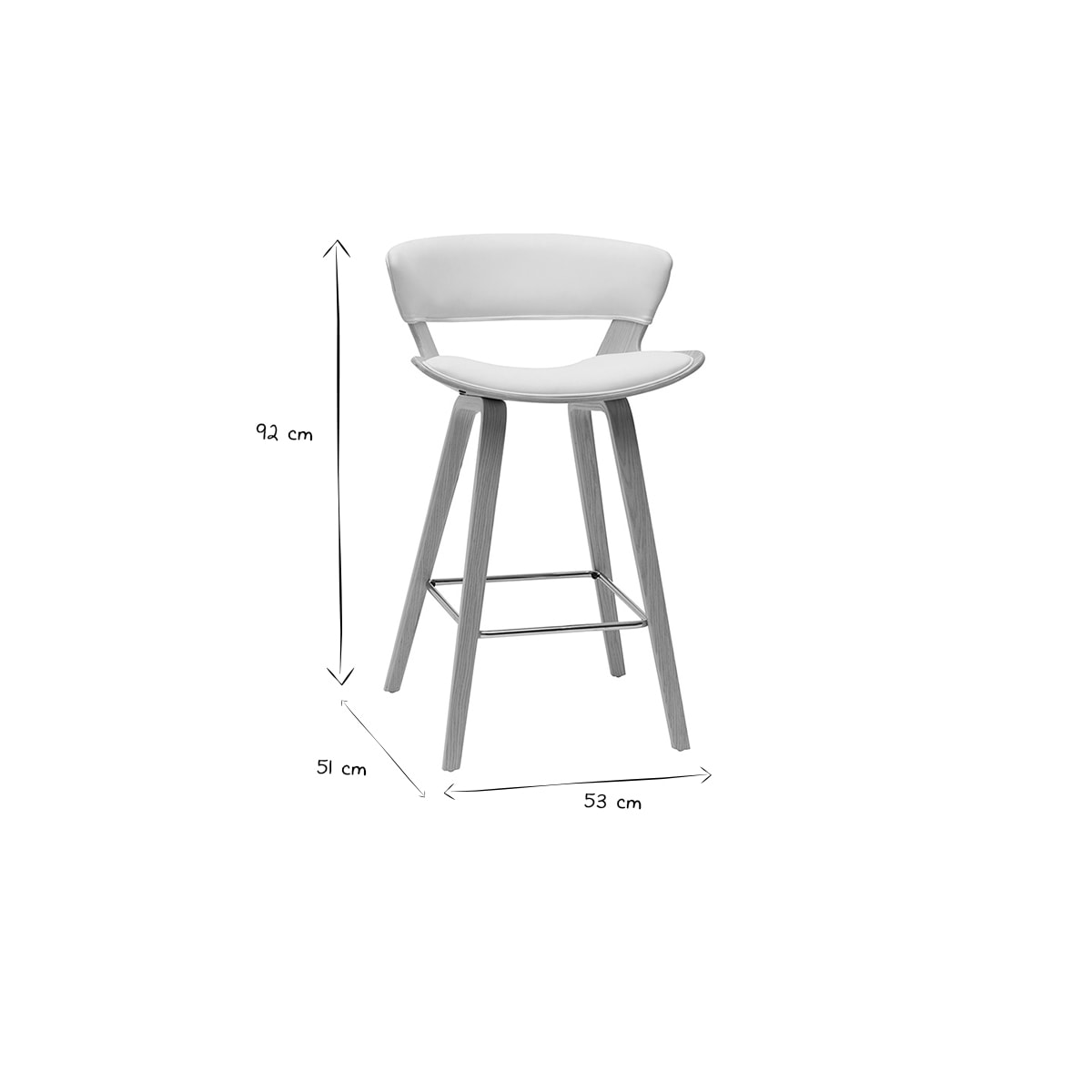 Tabourets de bar design blanc et bois clair H65 cm (lot de 2) SYRAH