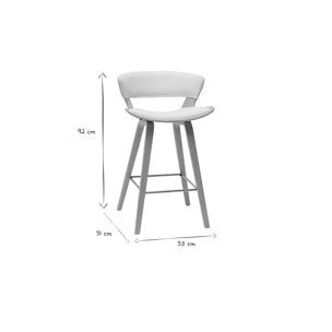 Tabourets de bar design blanc et bois clair H65 cm (lot de 2) SYRAH