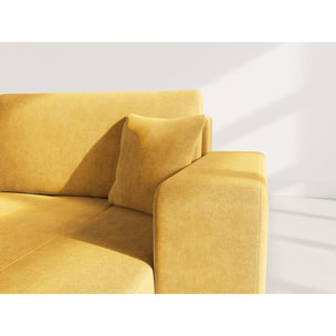 Nicole - Canapé d'angle réversible 5 places convertible avec coffre en tissu - Jaune