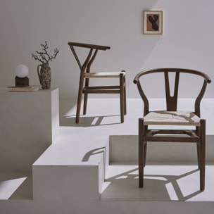 Chaise vintage bois de hêtre et cordes (lot de 2) CECILE