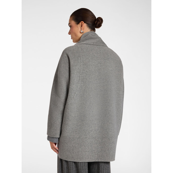 Elena Mirò - Abrigo cocoon en doble de lana mixta con bufanda - Gris