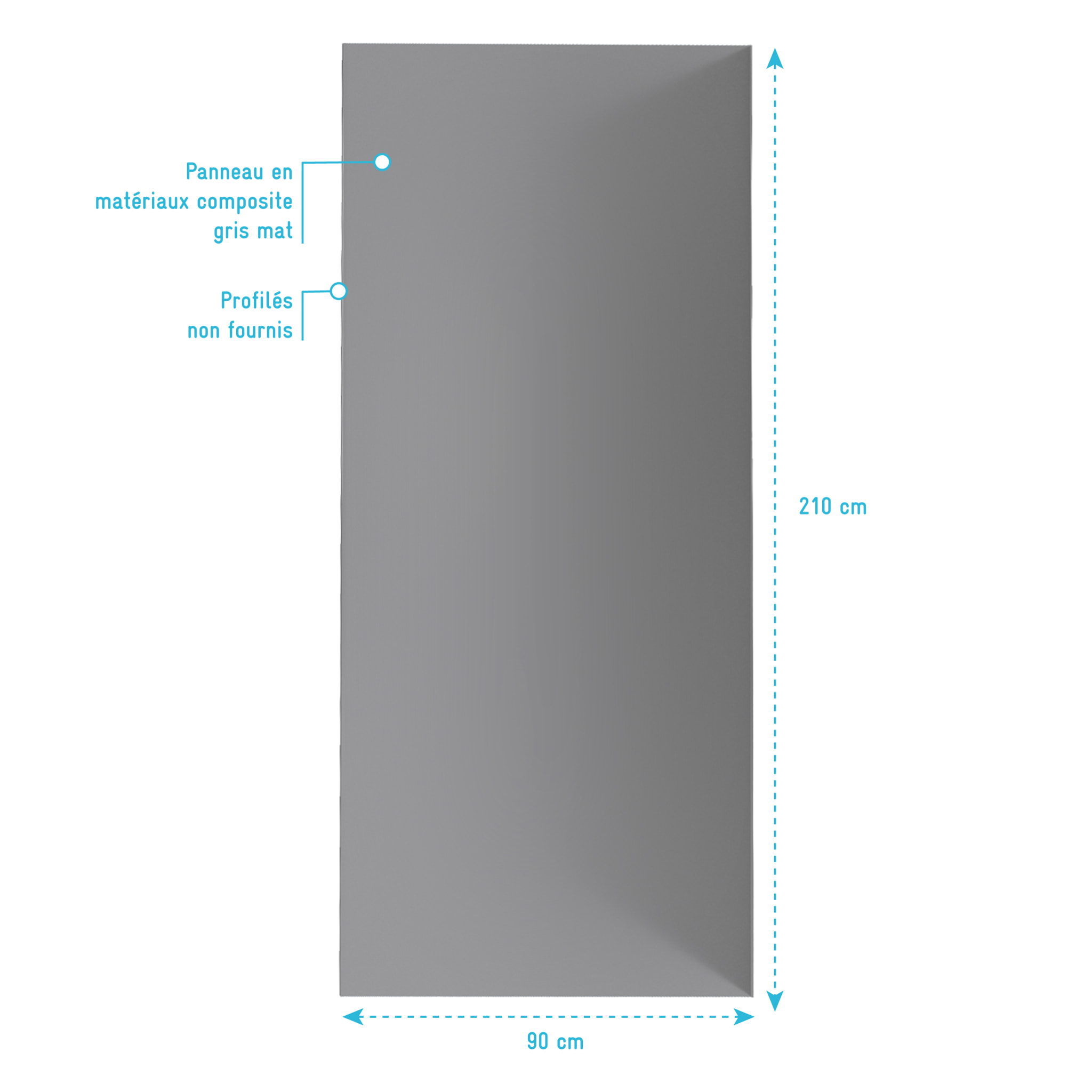 Panneau Mural Finition Aluminium Gris 90 x 210 cm - WALL'IT GRIS