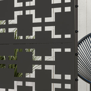 Panneau extérieur décoratif motif géométrique ajouré métal noir
