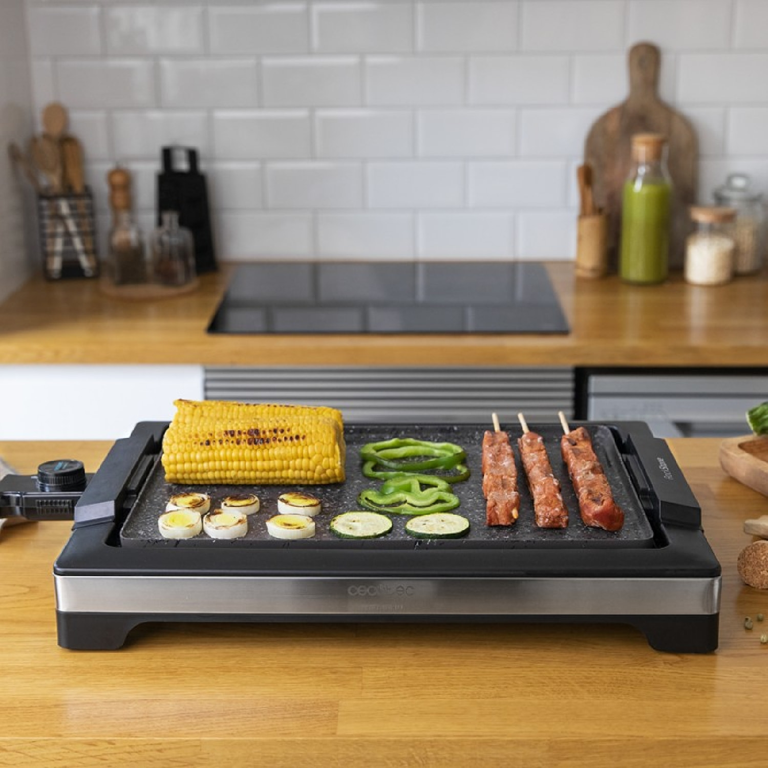 Cecotec Plancha eléctrica Tasty&Grill 2000 InoxStone. 2000 W Placa RockStone ant