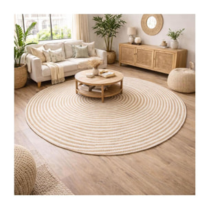 Tapis rond fait à la main en jute motif simple ROLI
