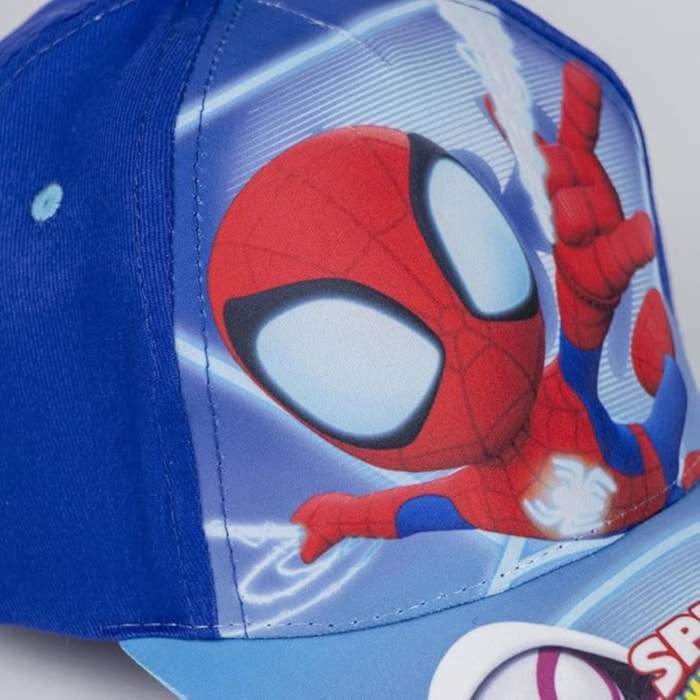 Gorra infantil con visera de spidey - color azul - medida de 51 cm - elaborada con 65% algodón y 35% poliéster