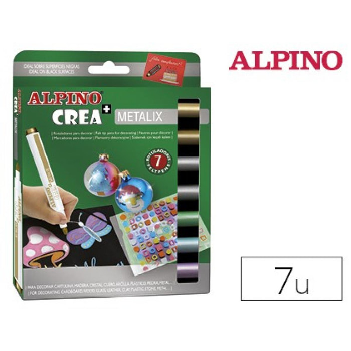 Rotulador alpino crea metalix caja de 7 colores