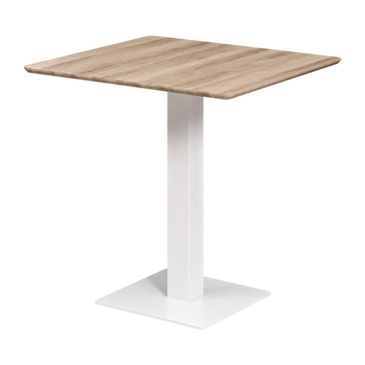 Tavolo quadrato 70x70 con top rovere e colonna centrale bianca - Jago