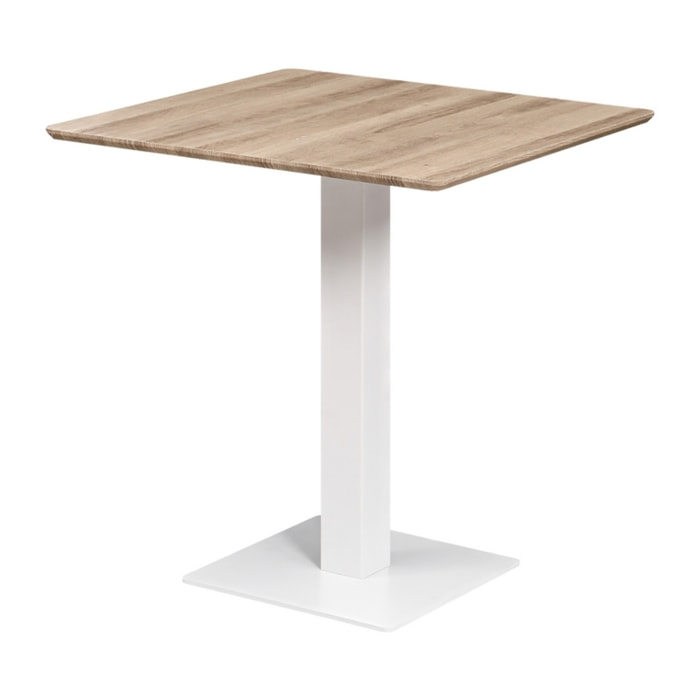 Tavolo quadrato 70x70 con top rovere e colonna centrale bianca - Jago
