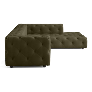 Gallata - canapé Chesterfield d'angle droit - 5 places - en velours - Vert