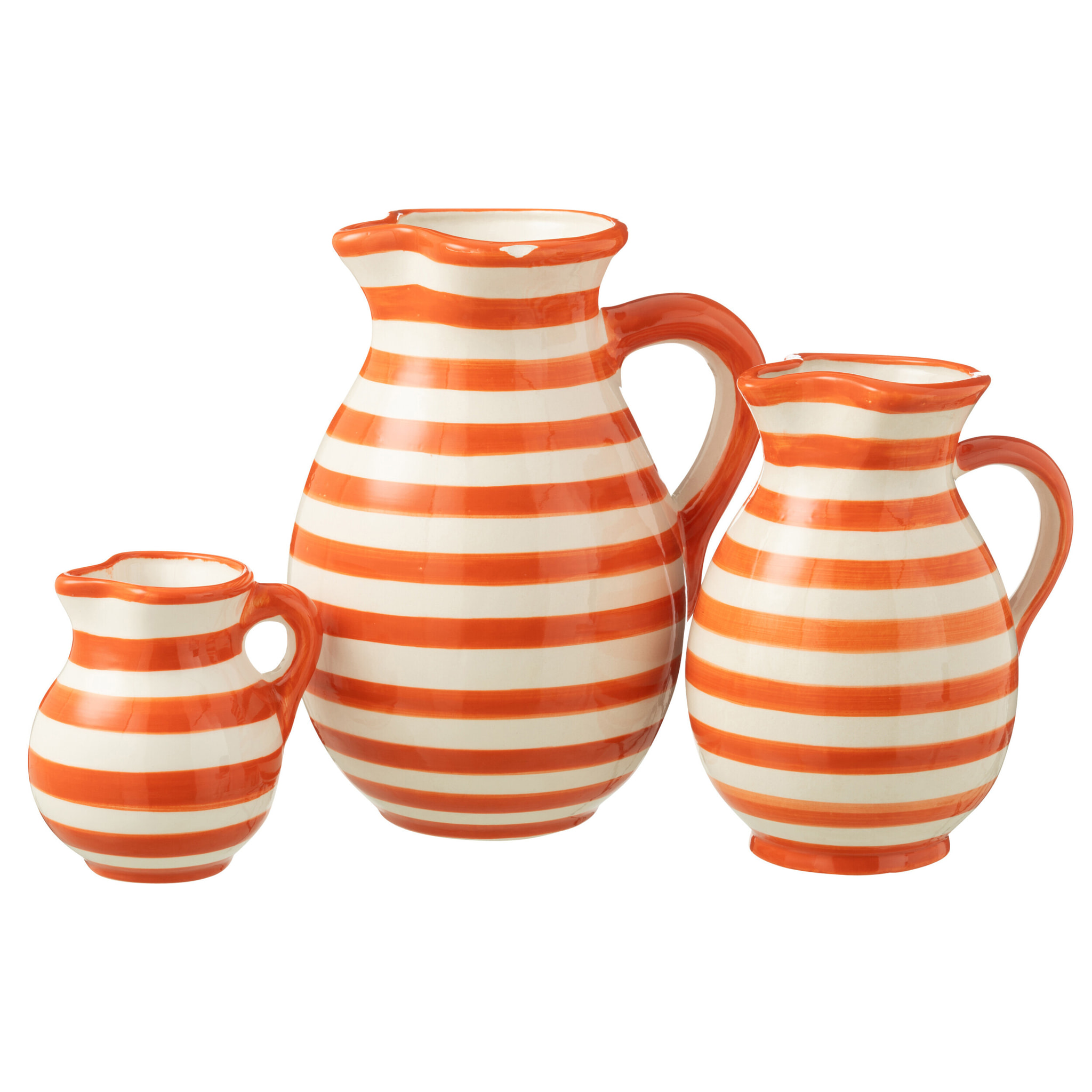 J-Line cruche Granada Stripes - céramique - blanc/orange - large