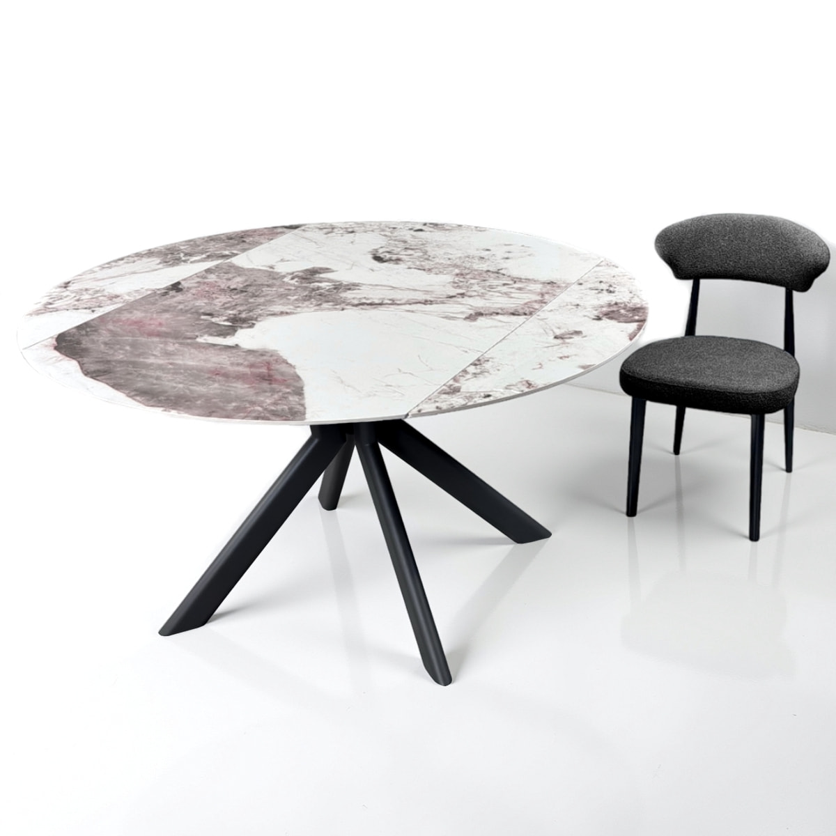 Table à manger extensible Tomasucci TAAK, en céramique, marbre onyx, gris Ø 135 135 x 85 cm