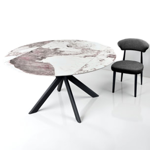 Table à manger extensible Tomasucci TAAK, en céramique, marbre onyx, gris Ø 135 135 x 85 cm