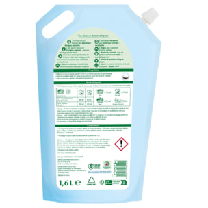 Pack de 5 - Rainett - Lessive Liquide Peaux Sensibles Ecolabel Bicarbonate 1,6l - Recharge 32 lavages