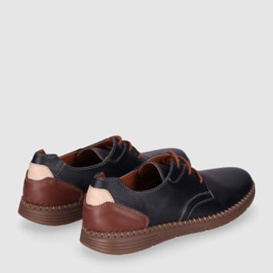 Zapatos de Piel - Marino - Tacón: Bajo