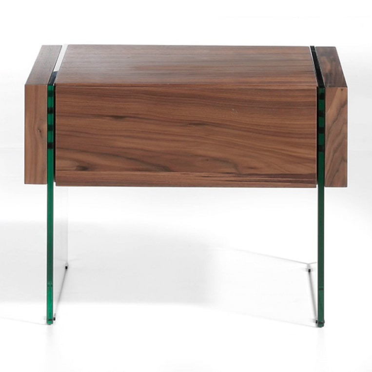 Mesa de noche de DM y cristal 58x39x43cm